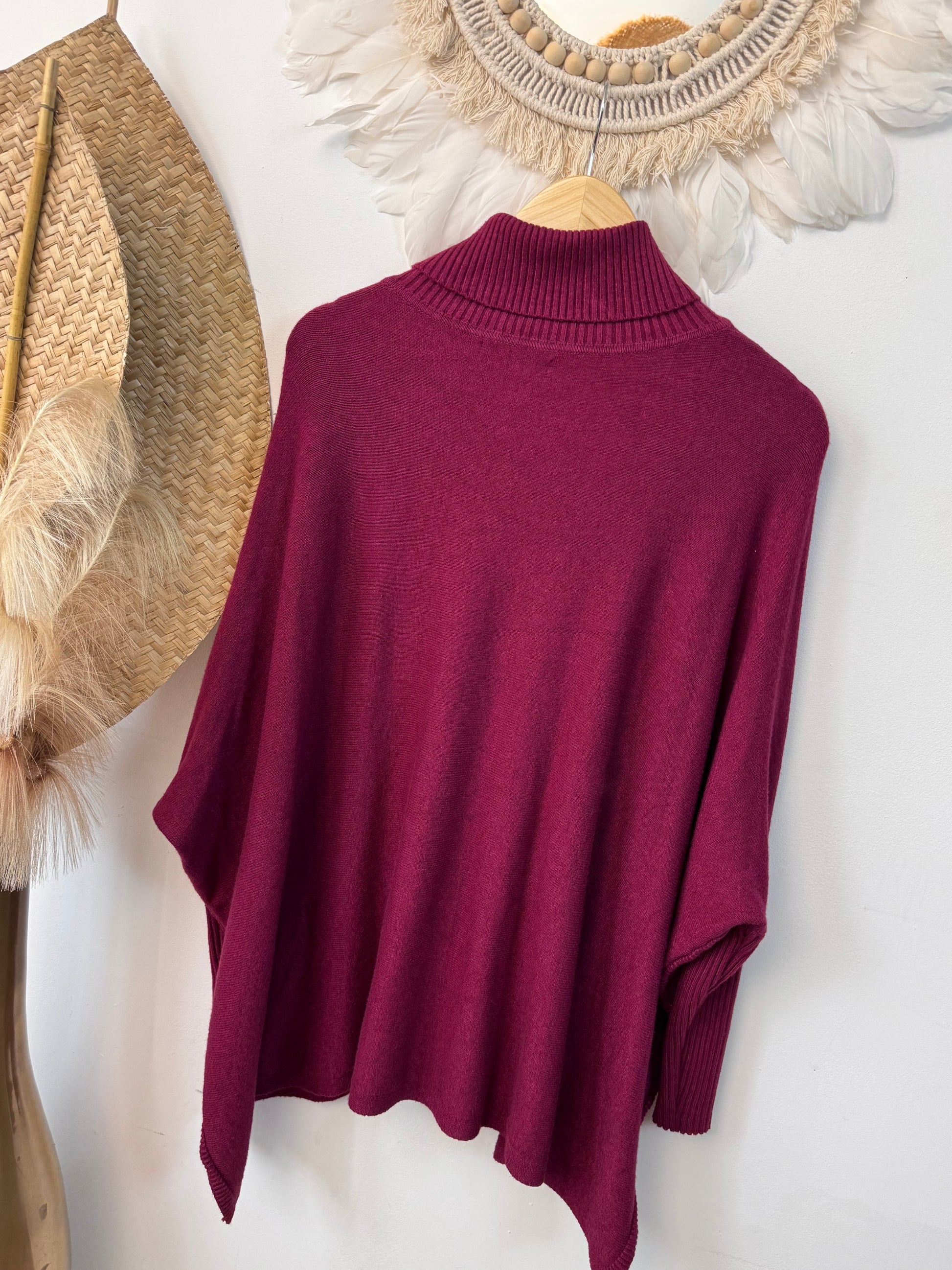Pull col roulé prune TU 44/54