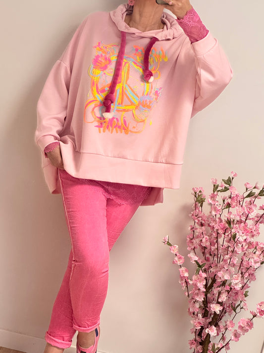 Sweat-shirt peace and love rose TU 38/48