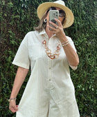 Combishort rayée beige