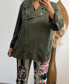 Blouson perfecto suédine kaki TU 46/52