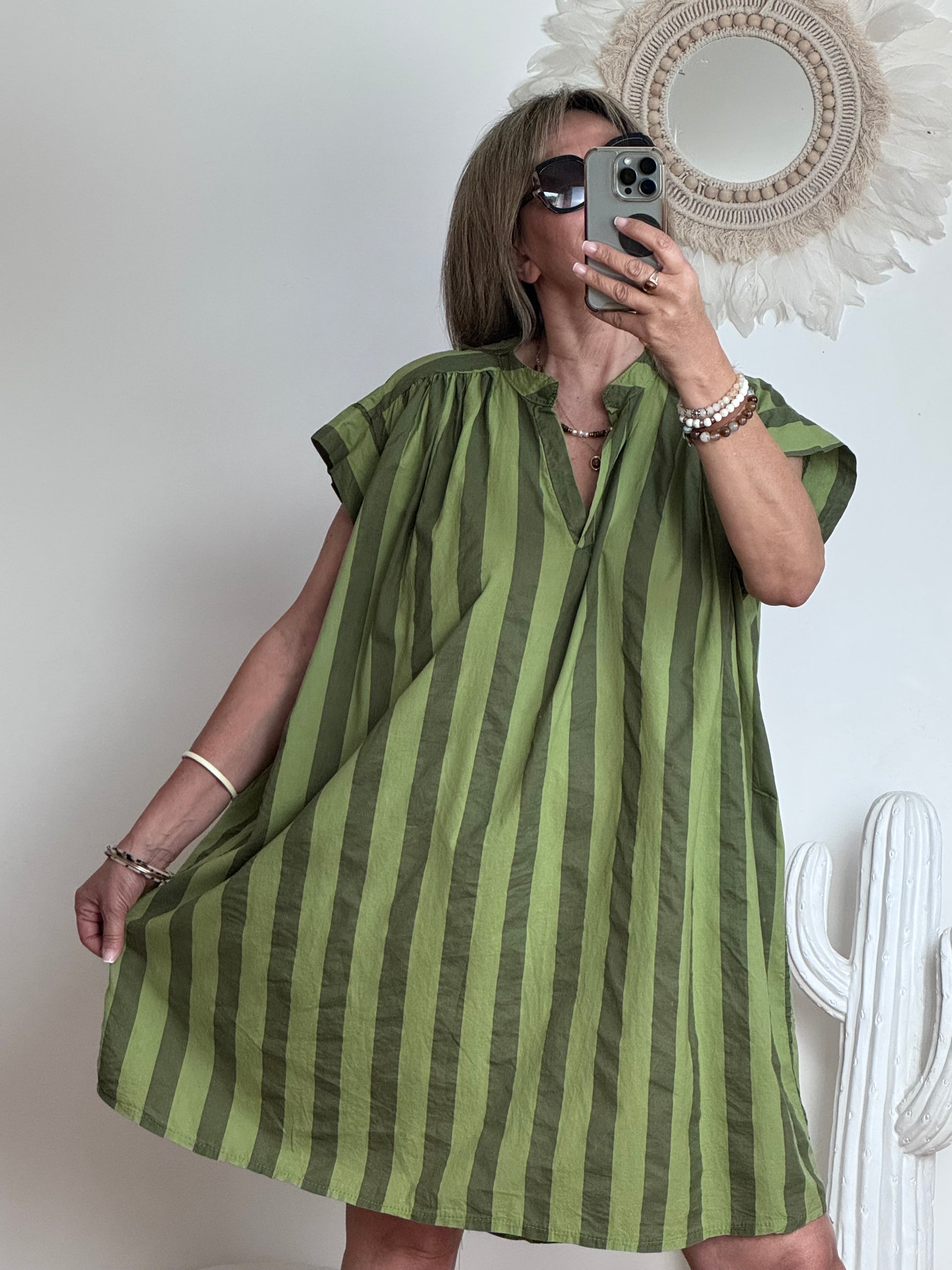 Robe rayée vert TU 42/50