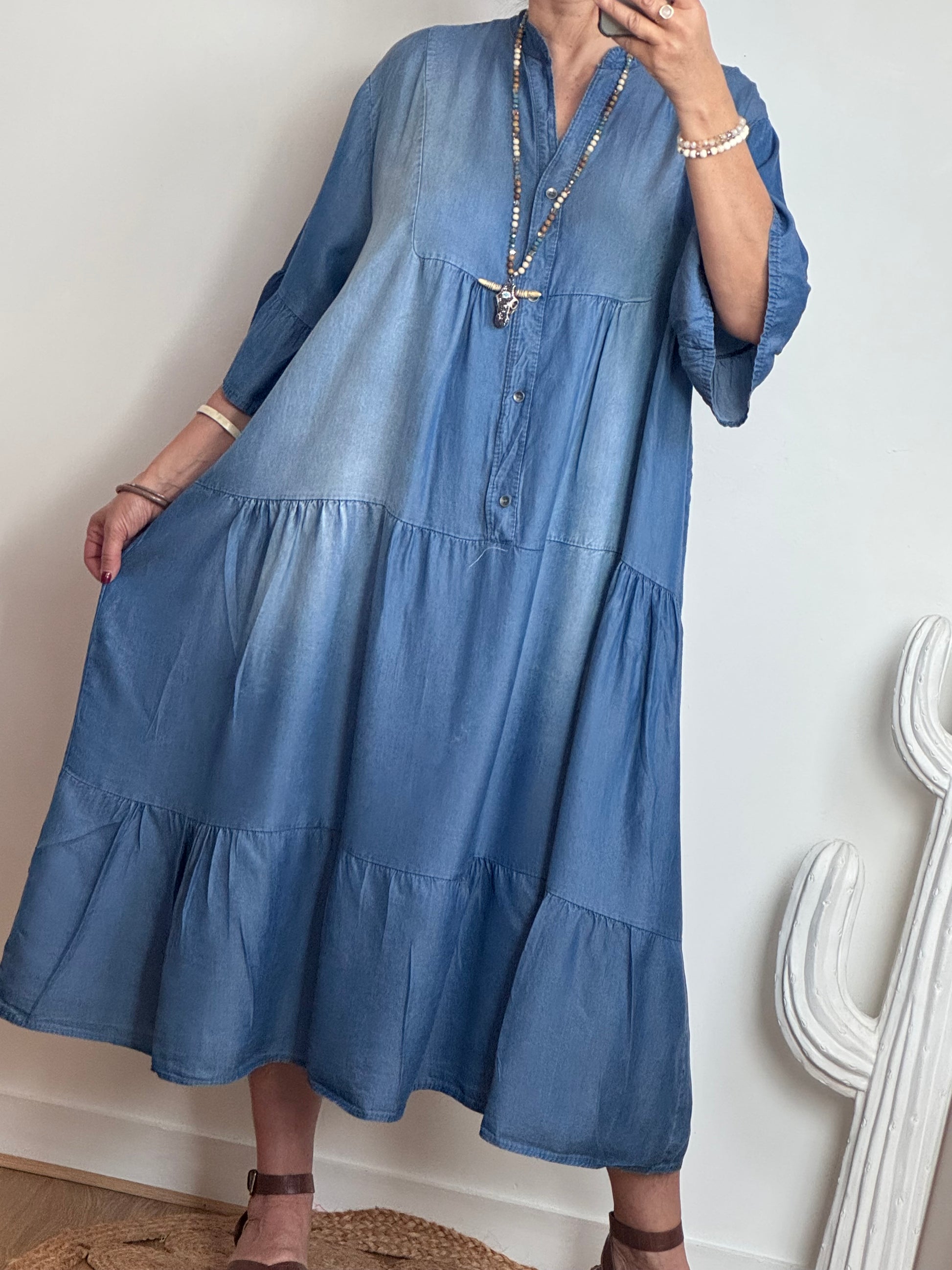 Robe boheme lyocell bleu foncé TU 44/50