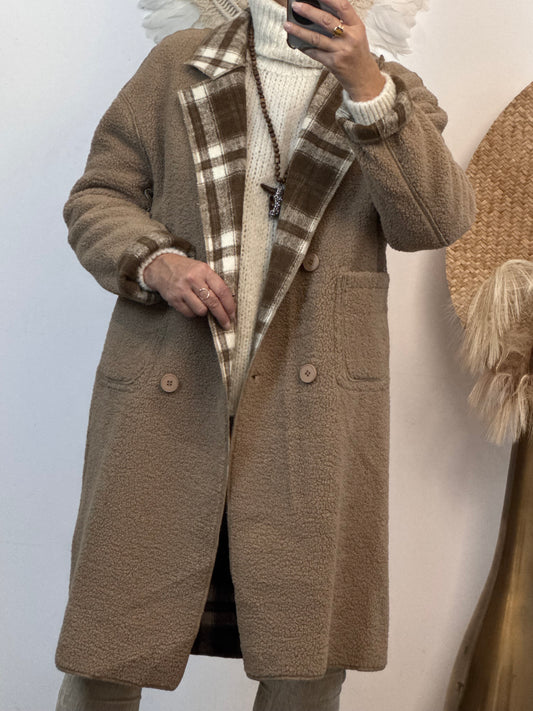 Manteau réversible beige