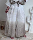 Pantalon palazzo Lin blanc et beige