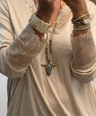 Top dentelle beige TU 40/46 et TU 46/50