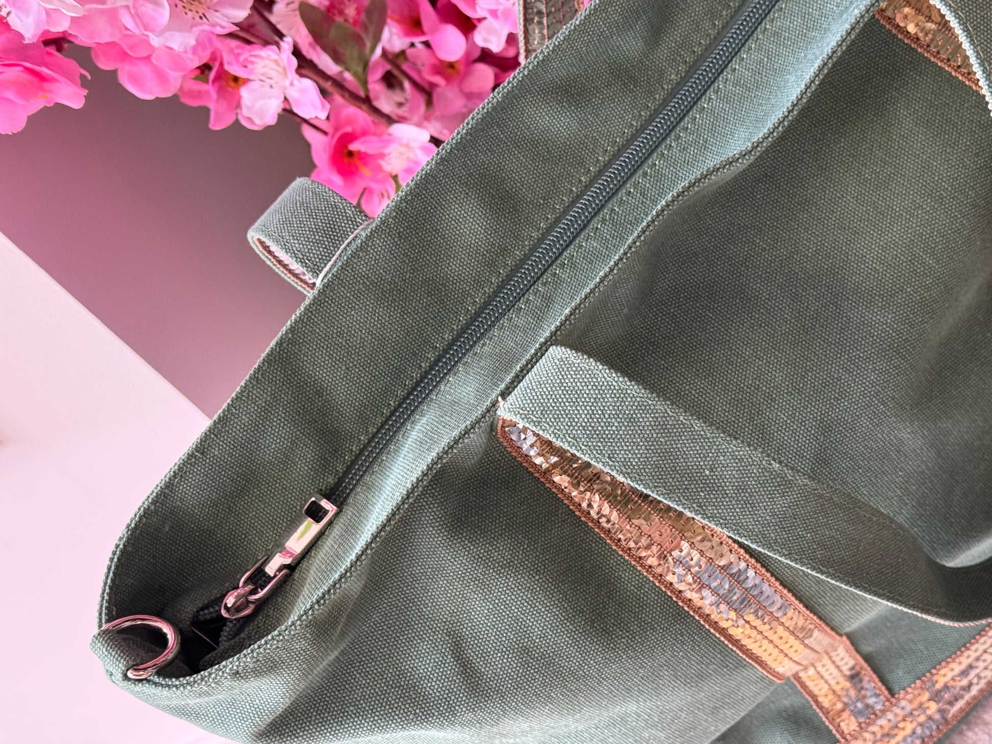 Sac vanes toile verte (grand modèle)