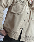 Veste jeans beige dentelle