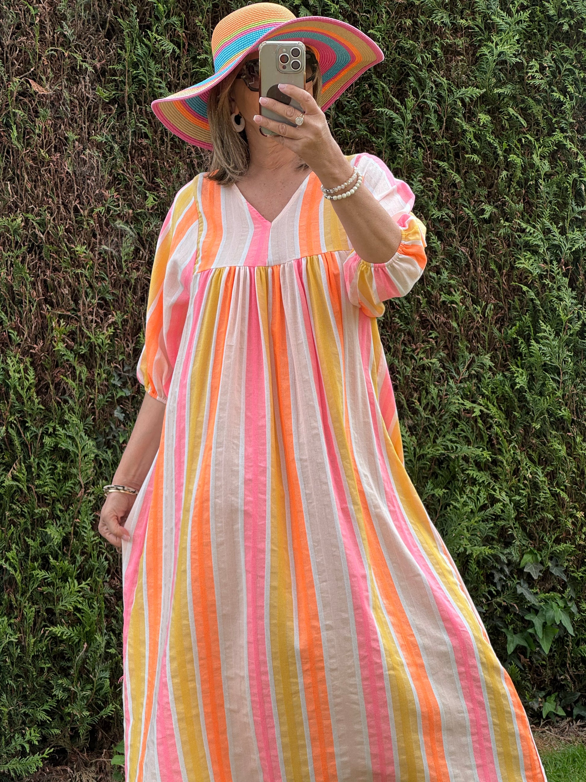 Robe coton tisse multicolore