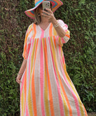 Robe coton tisse multicolore