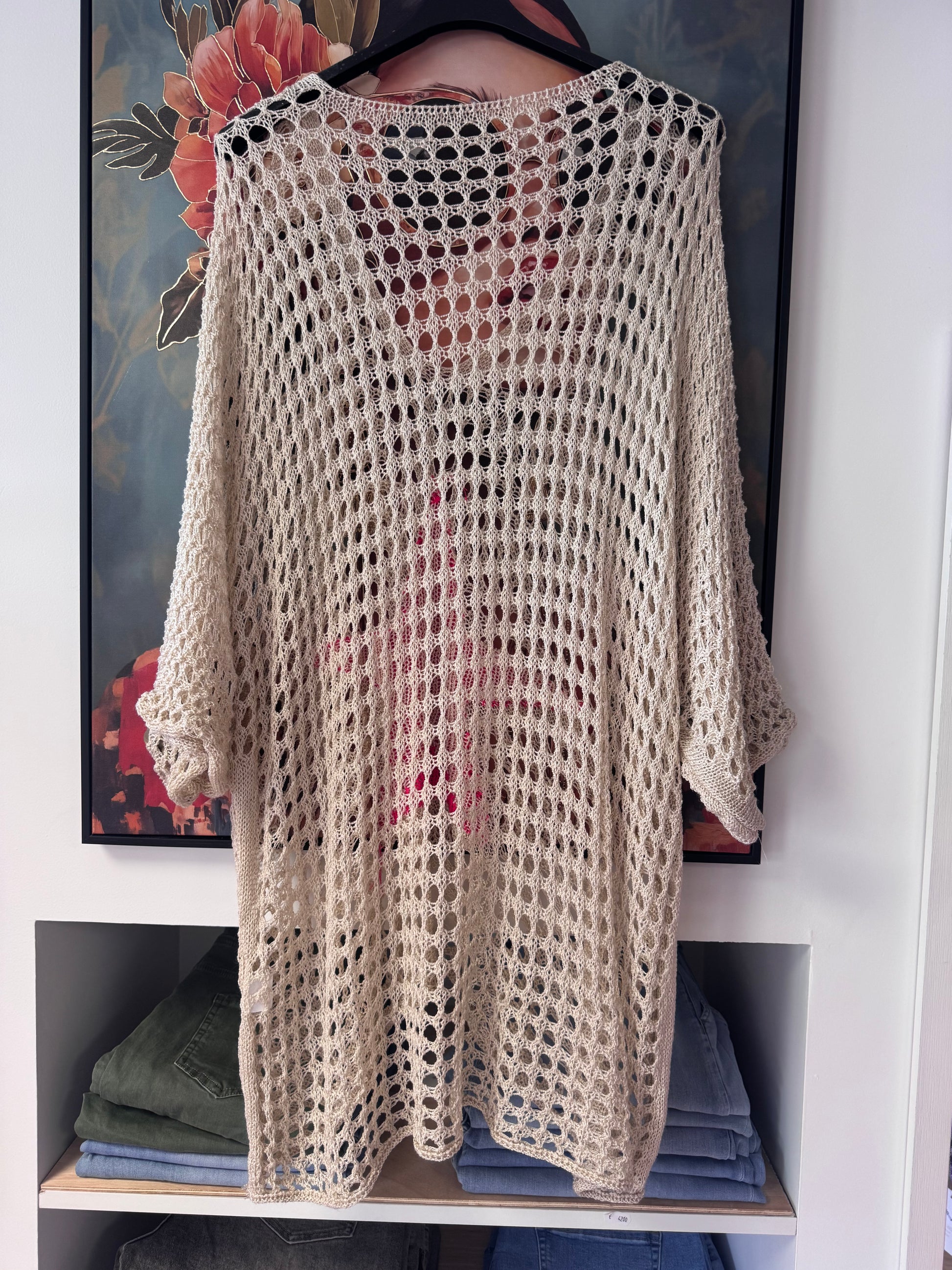 Pull crochet beige