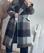 Manteau carreaux taupe