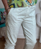 Pantalon confort rayures kaki