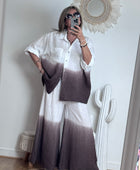 Chemise lin blanche et marron TU 38/48