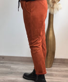 Pantalon suédine brique