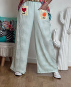 Pantalon rayures verts