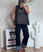 Jean revers wide leg bleu brut