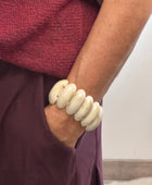 Bracelet élastiqué beige marbré