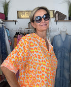Blouse Léo orange et jaune jolie forme
