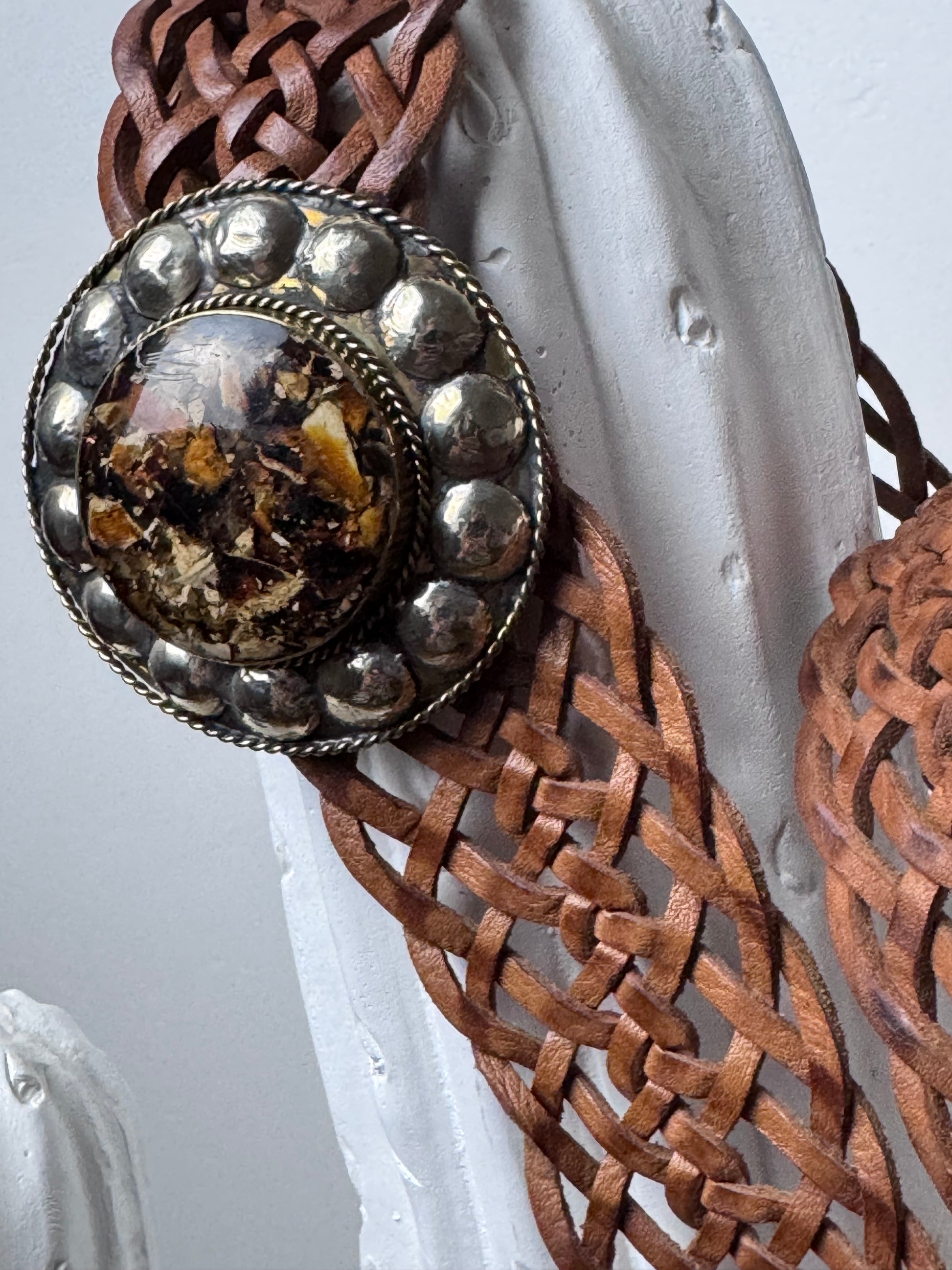 Ceinture cuir tressé camel