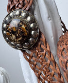 Ceinture cuir tressé camel