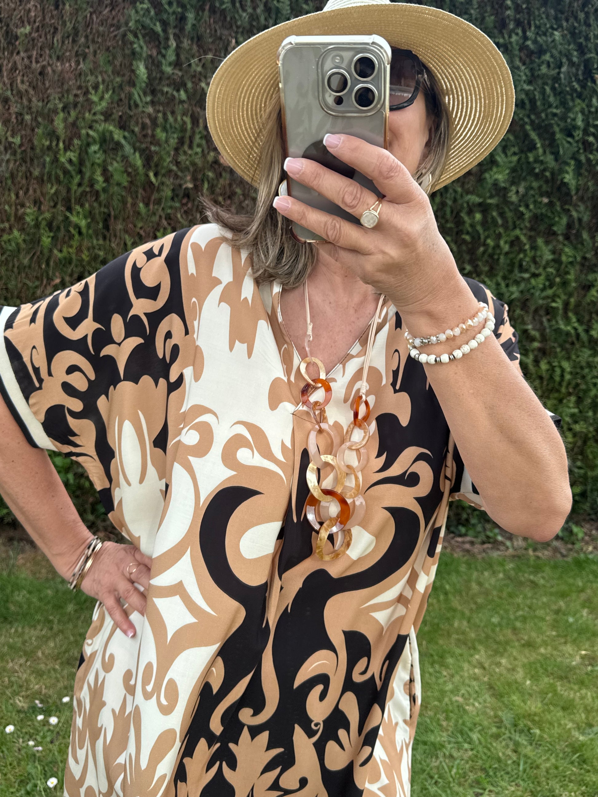 Robe fluide arabesque beige TU 40/48