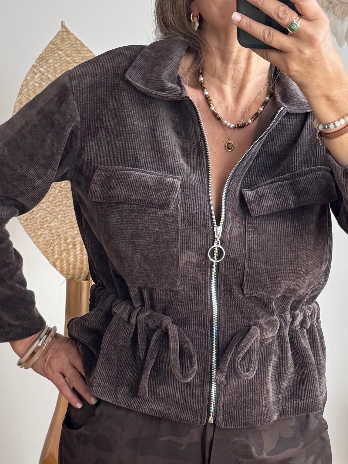 Veste velours milleraie marron