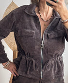 Veste velours milleraie marron