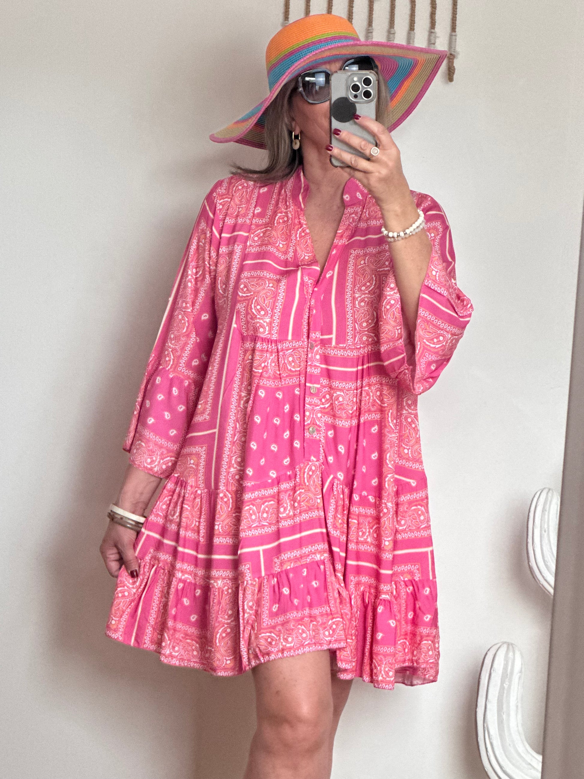 Robe Léa bandana fuchsia