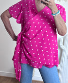 Blouse pois rose TU 44/50