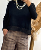 Pull noir broderie TU 38/44