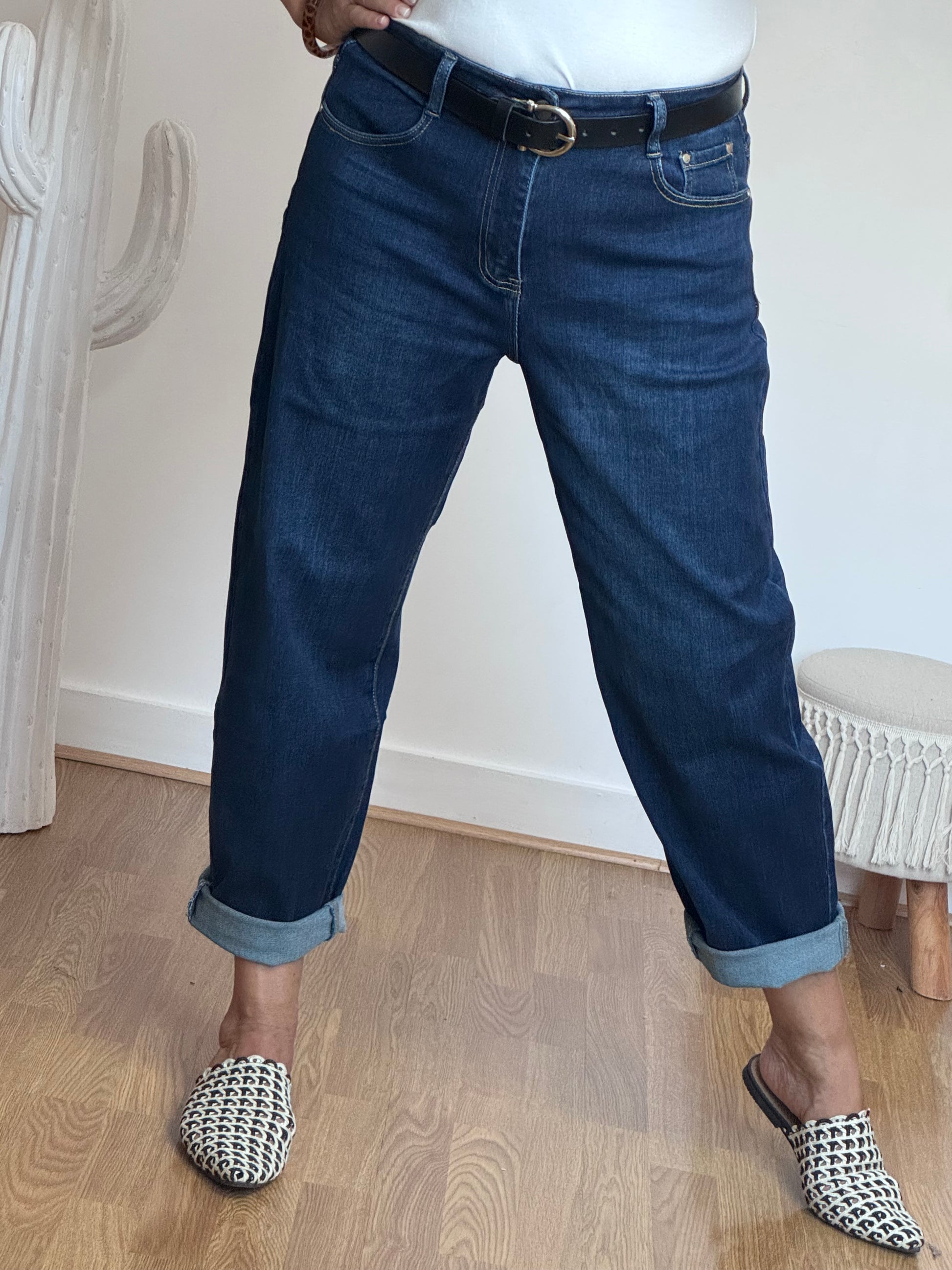 Jeans barrel bleu foncé