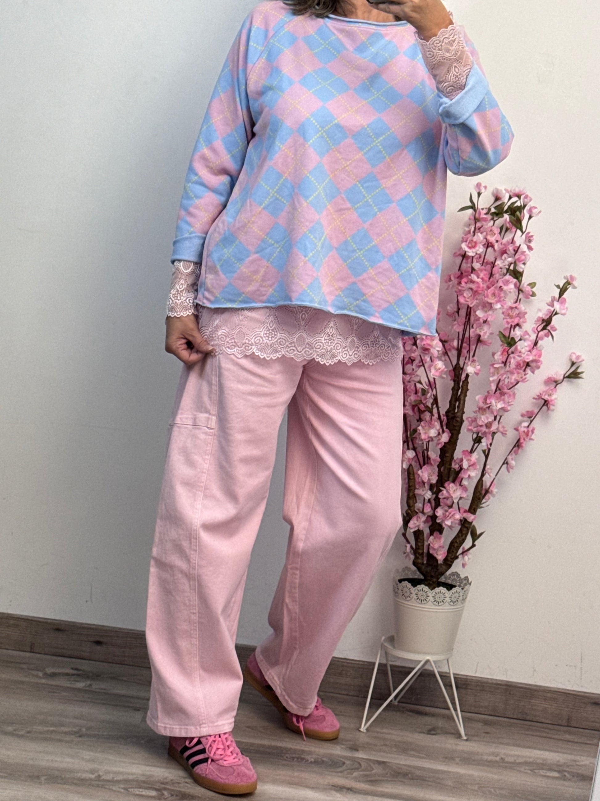 Jeans balloon rose pâle