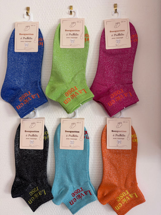 Socquettes paillettes la vie en rose