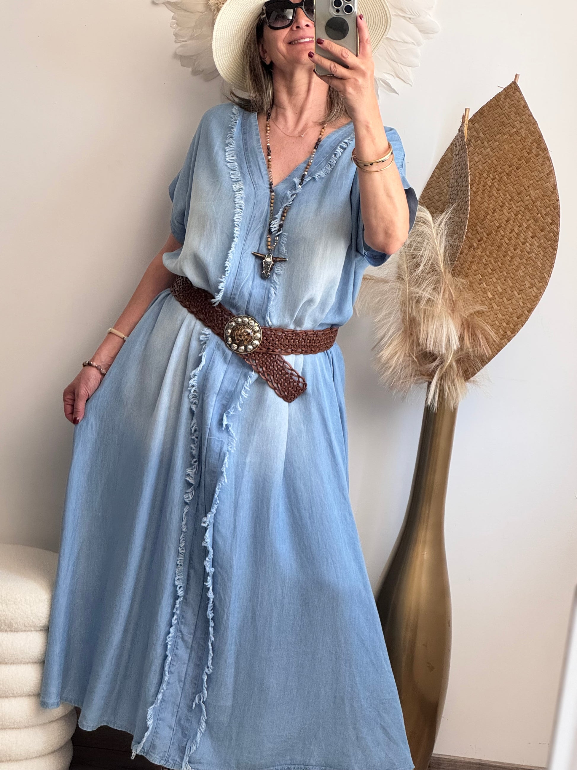 Robe longue bohème bleu TU 38/46