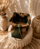 Sac rayé kaki et beige