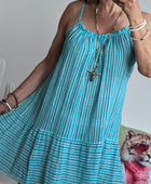 Robe d’été coton tisse turquoise