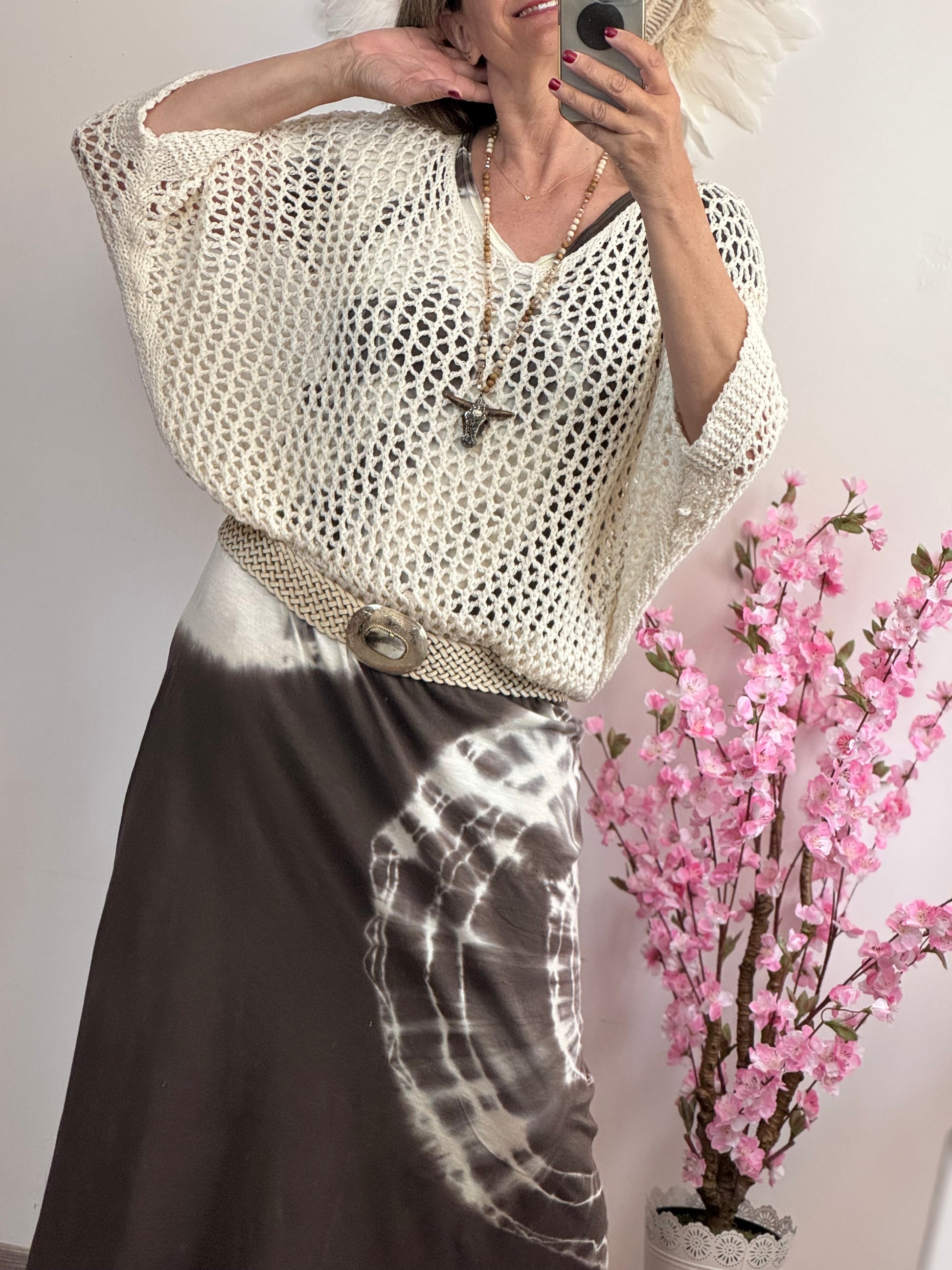 Pull ajouré crème