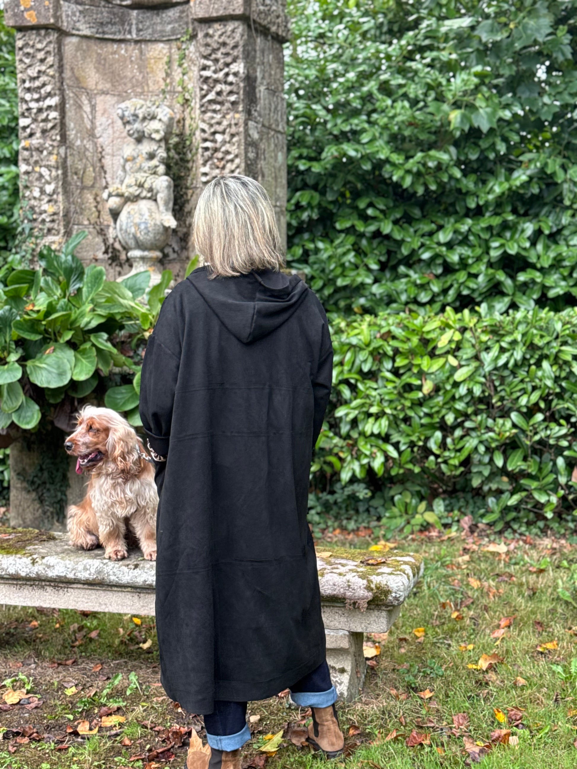 Veste longue suédine noire
