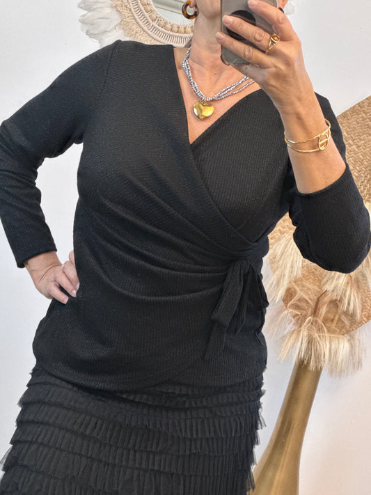 Top chic noir brillant