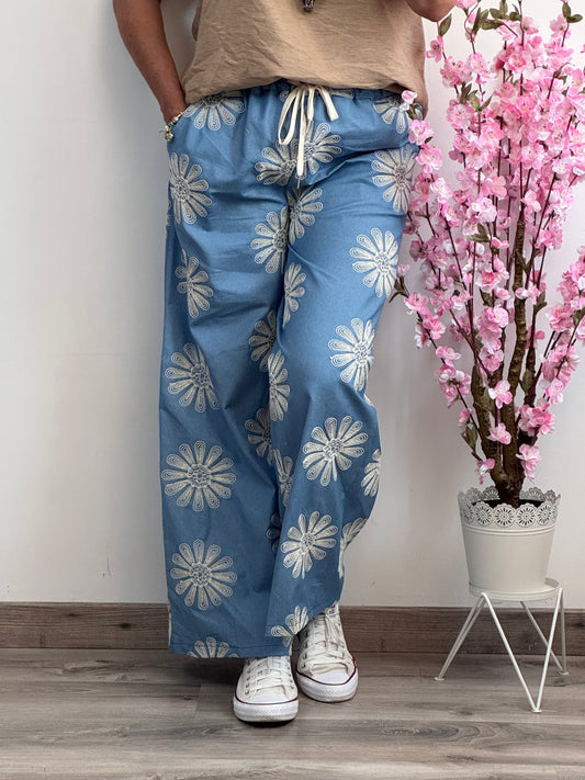 Pantalon Flora bleu
