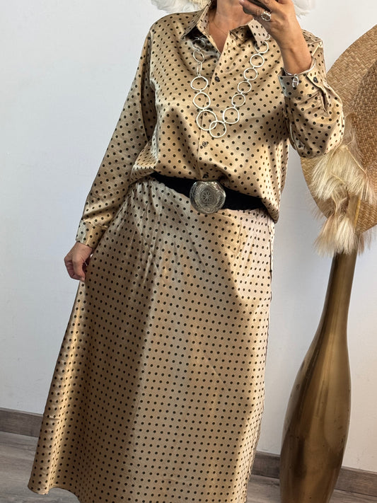 Ensemble jupe et chemise pois plusieurs tailles