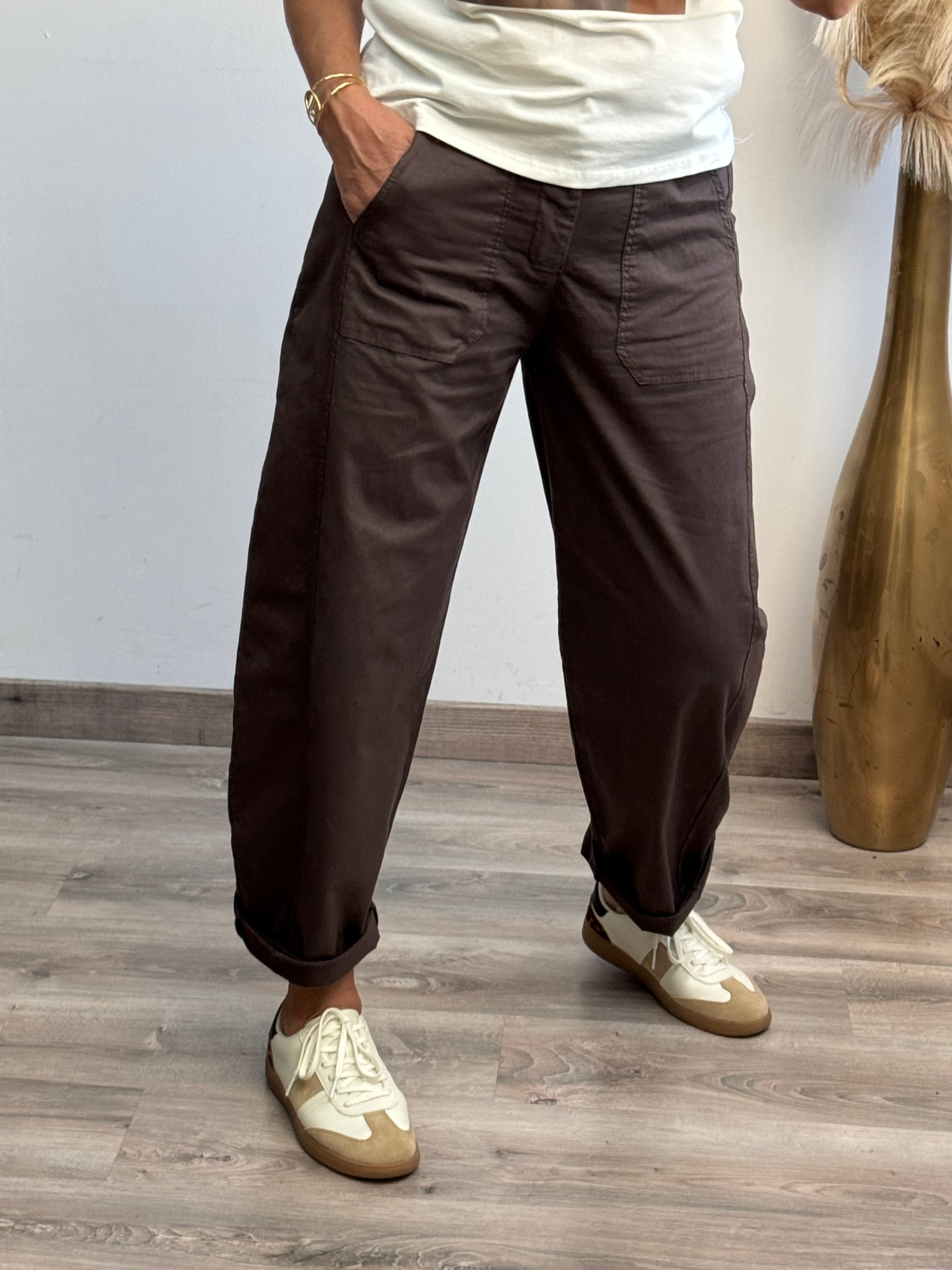 Pantalon barrel marron