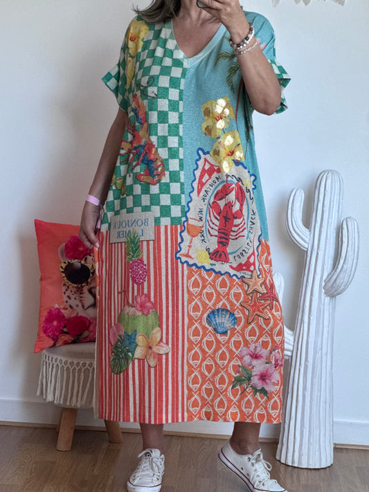 Robe lurex multicolore