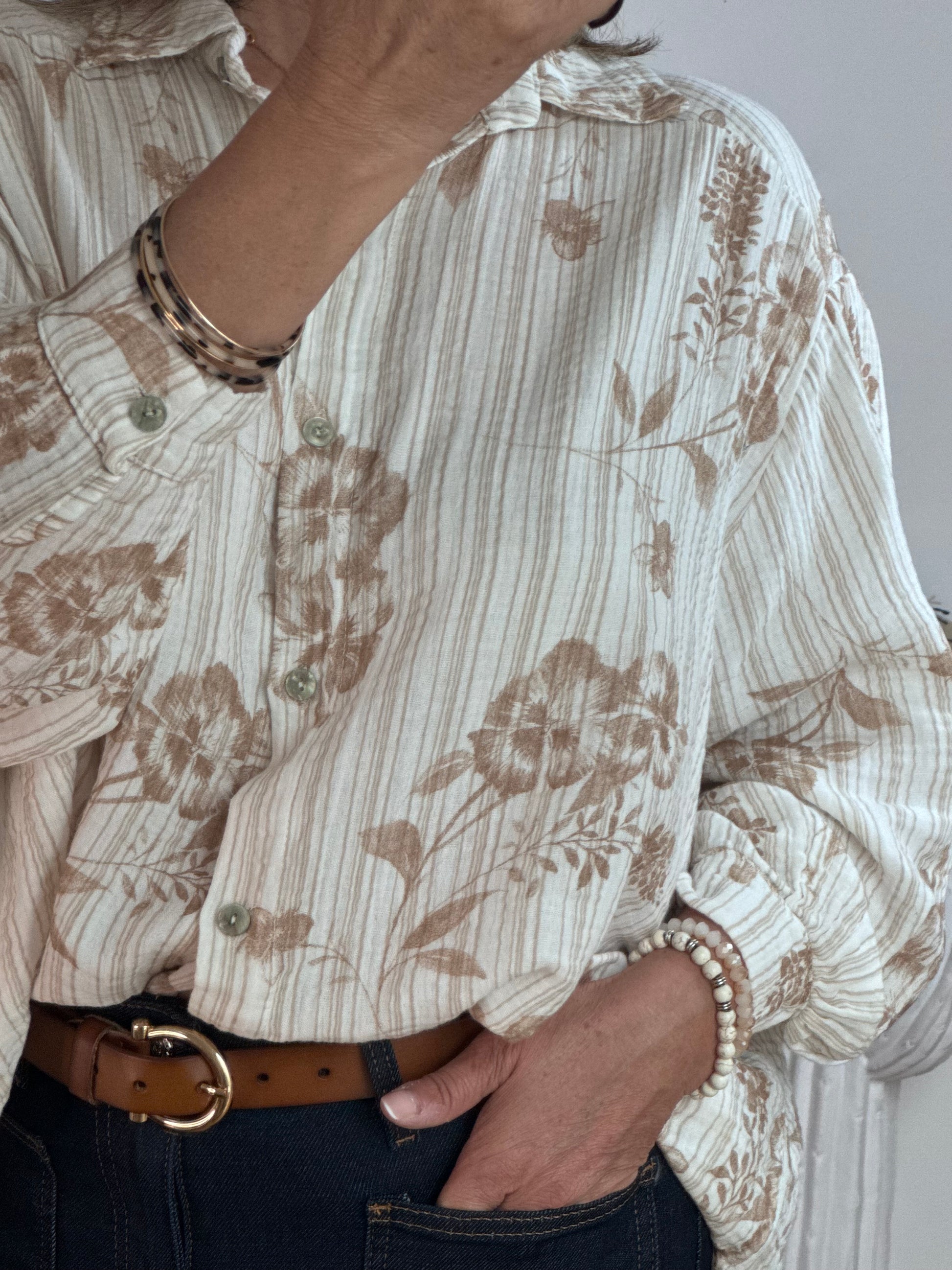 Chemise Jade floral beige