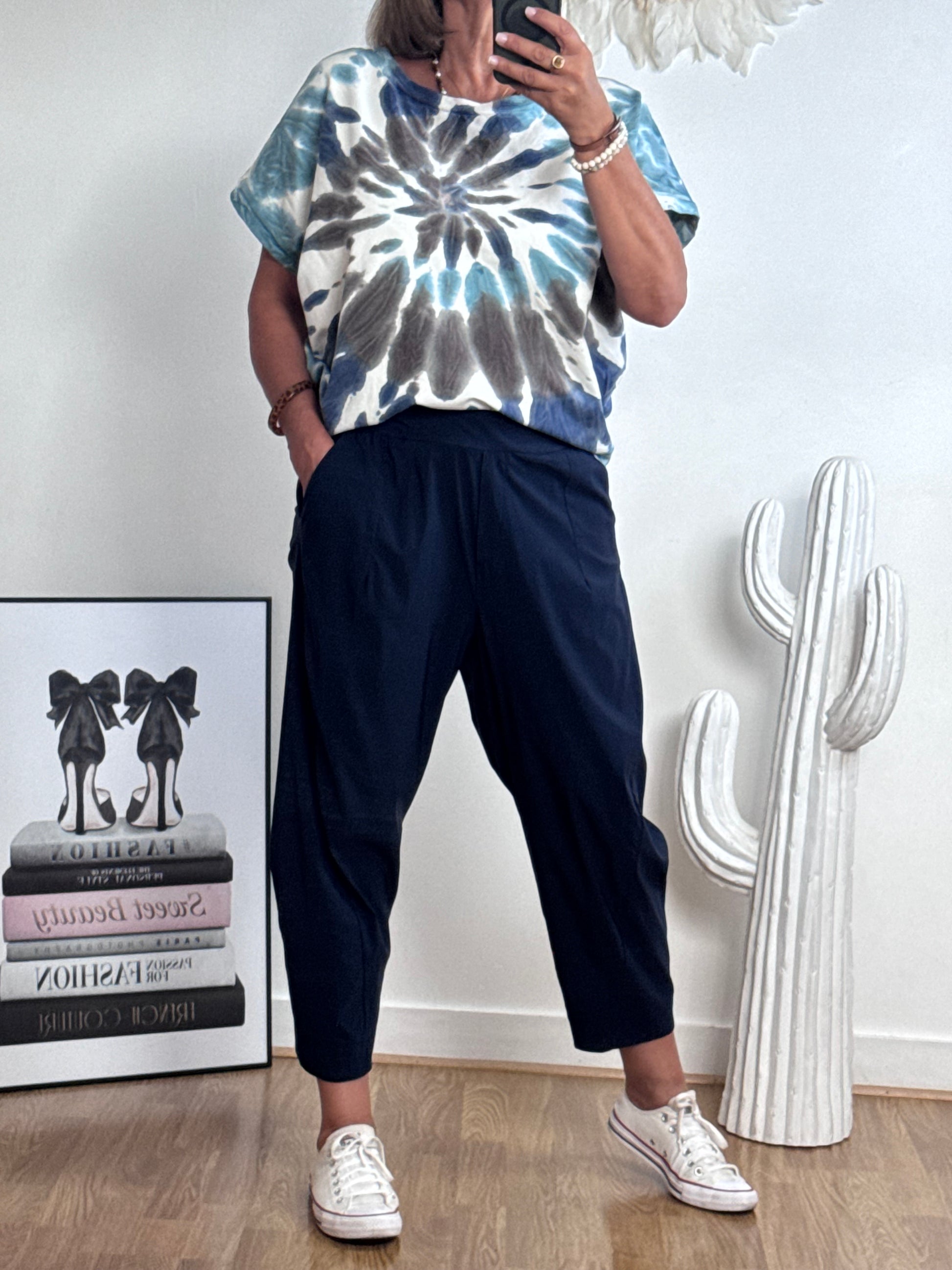 Pantalon style japonais marine