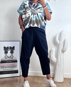 Pantalon style japonais marine