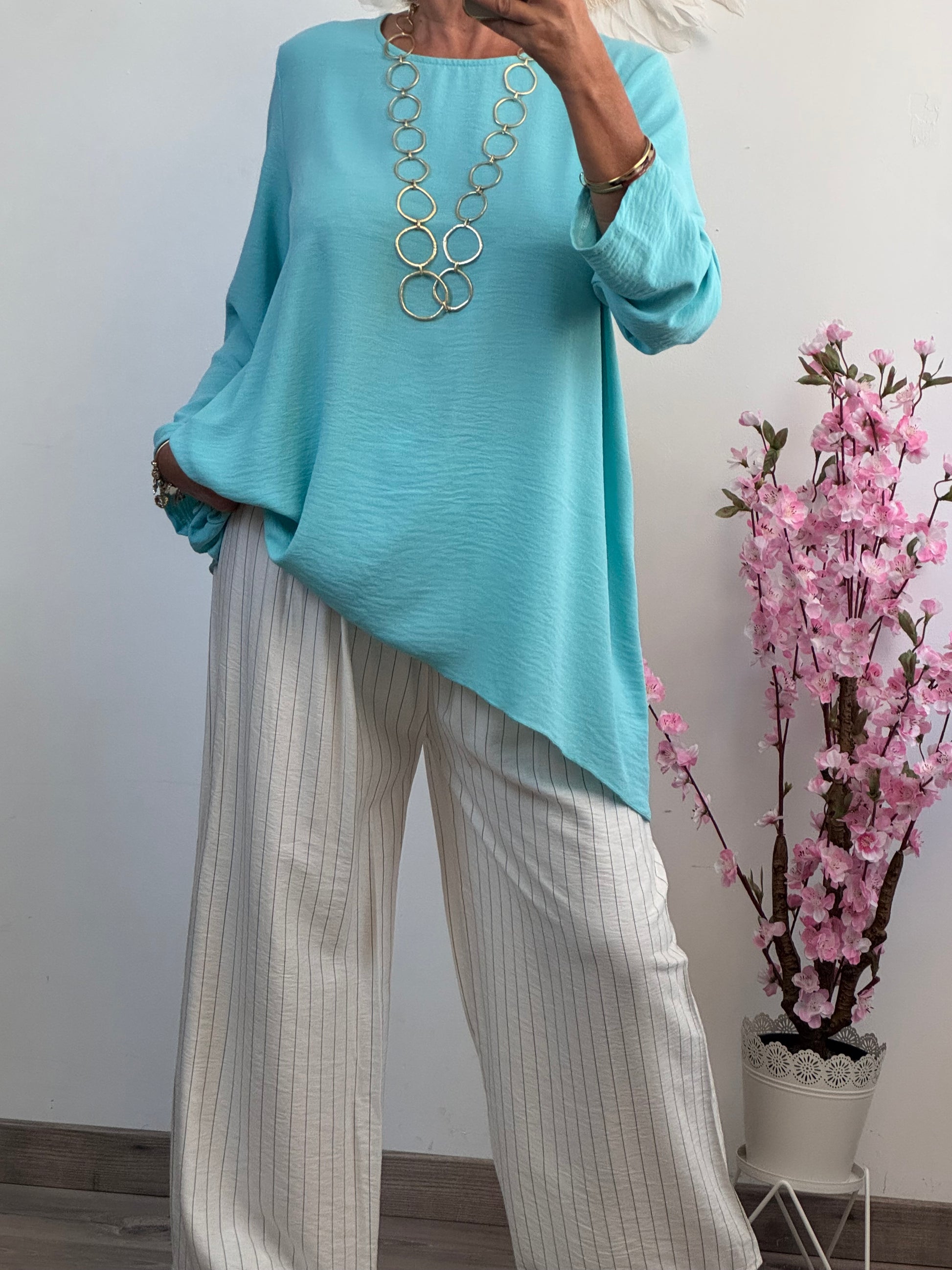 Blouse Mila asymétrique turquoise