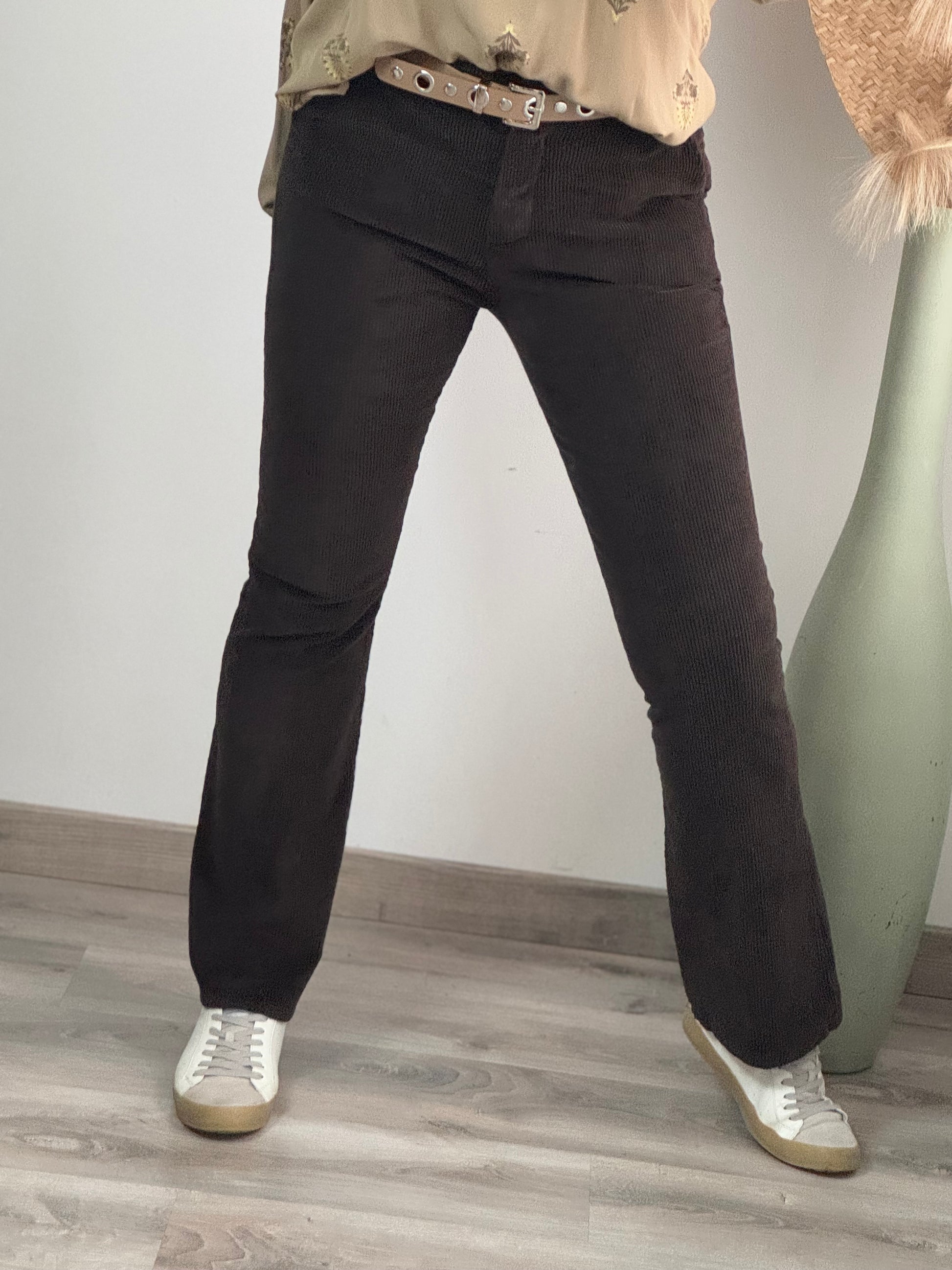 Pantalon flare velours chocolat