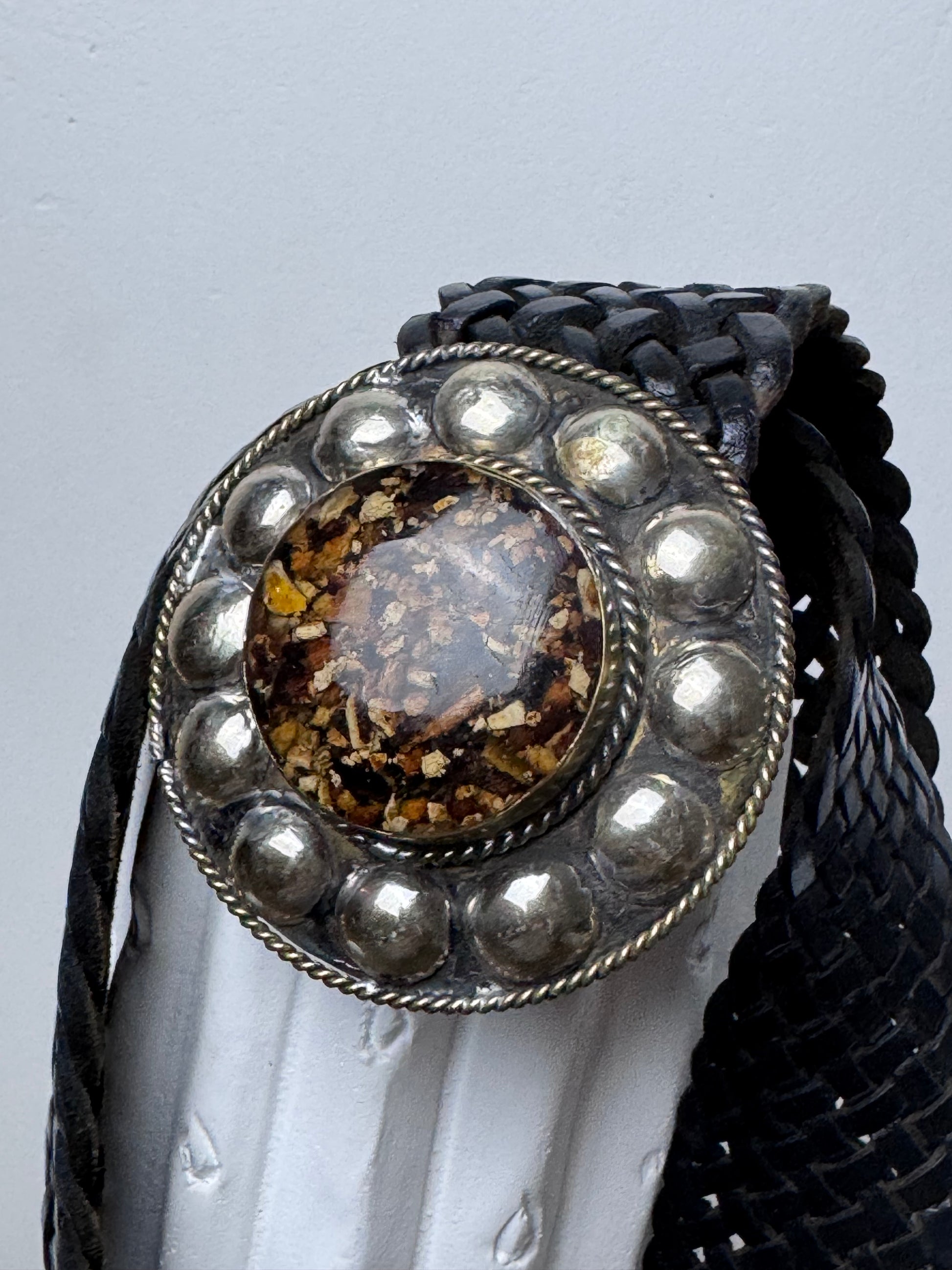 Ceinture cuir tressé noir