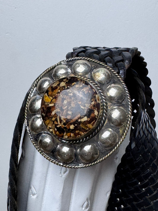 Ceinture cuir tressé noir